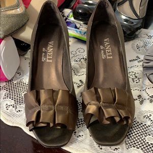 Brown satin dress heel